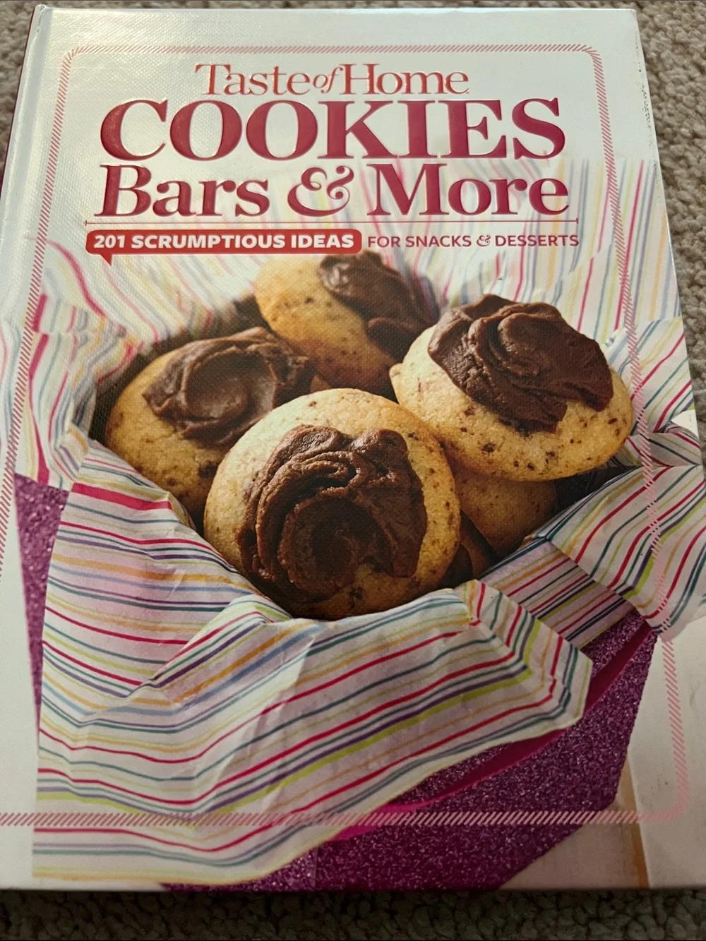 Taste of Home Cookies Bars & More Cookbook - Pink, White, Brown Cover